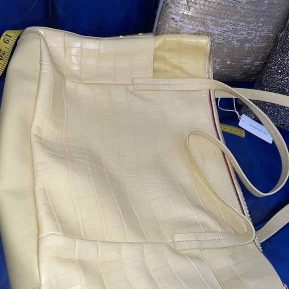 Hammitt Addie Large Zippered Leather Tote Sunstruck Yellow Crocco - Picture 5 of 10